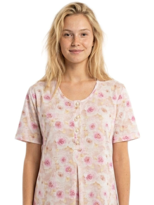 Giota Summer Cotton Women's Nightgown Pink