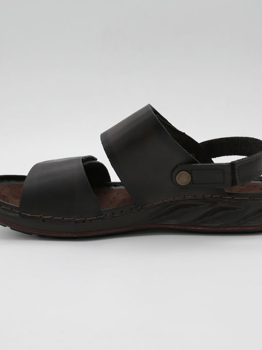 Leather Men's Sandals In Brown Color