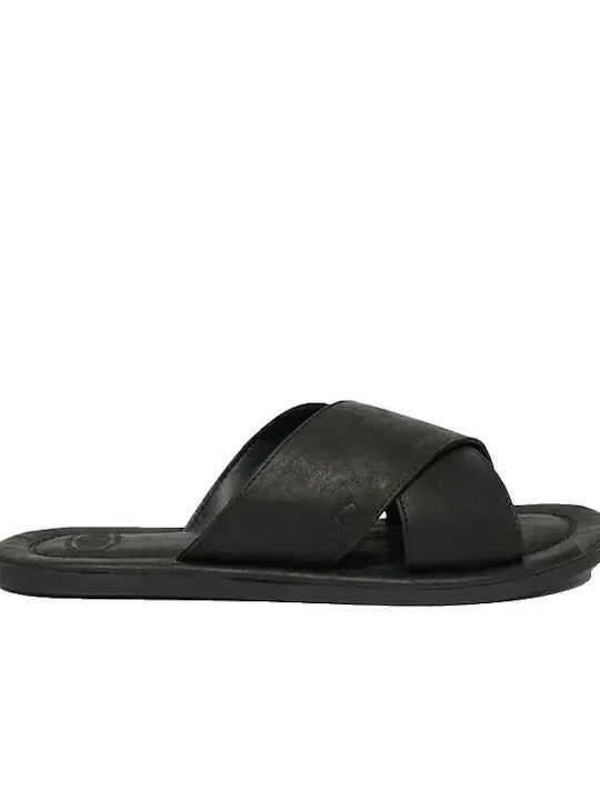 Leder Herrensandalen in Schwarz Farbe