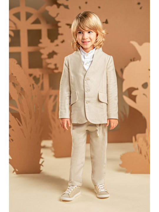 Baby Bloom Boys' Baptism Suit with Blazer Beige 5 Pieces