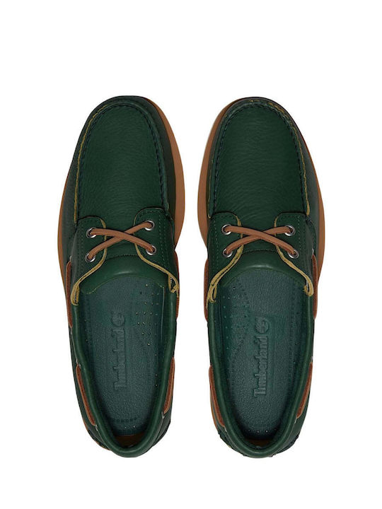 Δερμάτινα Ανδρικά Boat Shoes σε Πράσινο Χρώμα