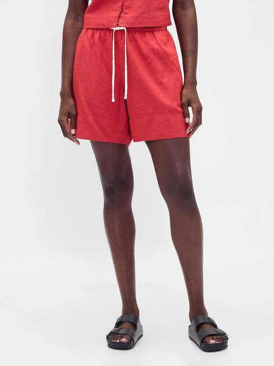 Women's Linen Shorts Red
