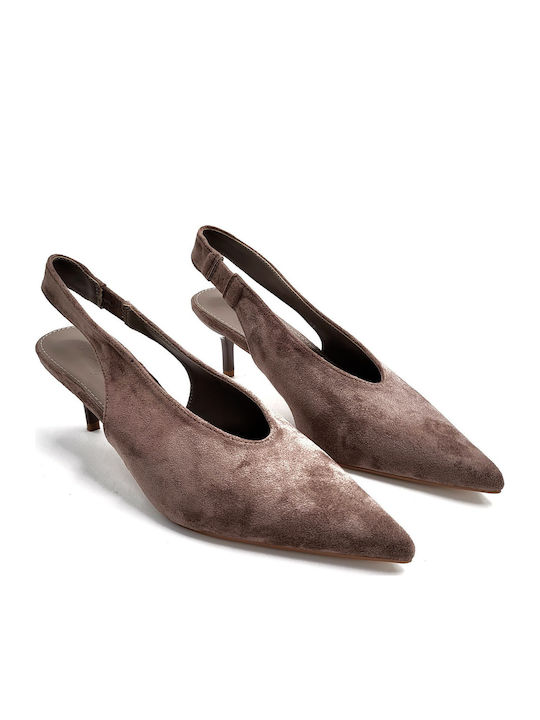 Pantofi Cu Toc Maro LE129-12 Taupe