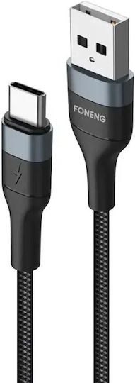 Foneng Regular USB 2.0 to micro USB Cable Μαύρο 2m 1τμχ