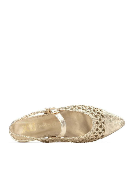 Women's Ballerina Shoes Slingback in Gold Colour