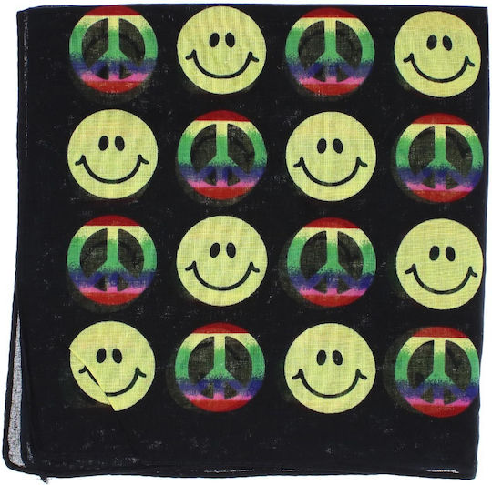 Bandana Din Bumbac Mărimea 55 X 55 Cm Imprimeu Față Fericită Multicolor Es2210