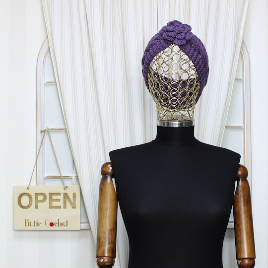 Bentiță Tricotată Pentru Femei 100% Acrilic ButicCochet Floare O Mărime Violetă Bnt395