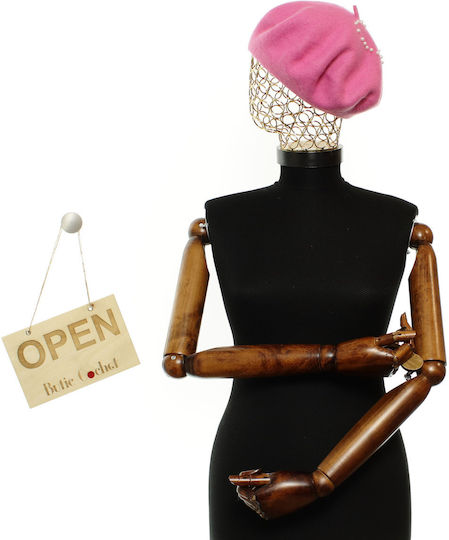 Women's Wool Beret Buticcochet Pearl Design One Size Pink Bsc847