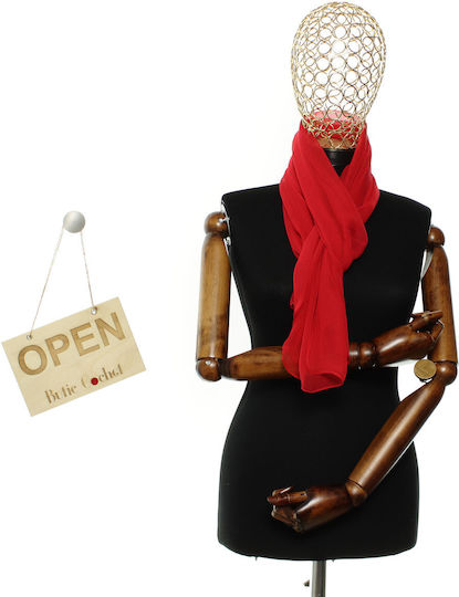 Women's Scarf Solid Color Buticcochet 80% Polyester 20% Viscose Red Es3361