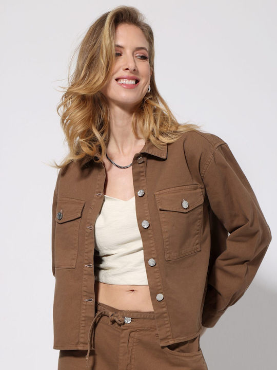 Kurzes Damenjacke Für Winter Schokolade