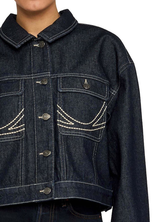 Crop Women's Jean Jacket Blue