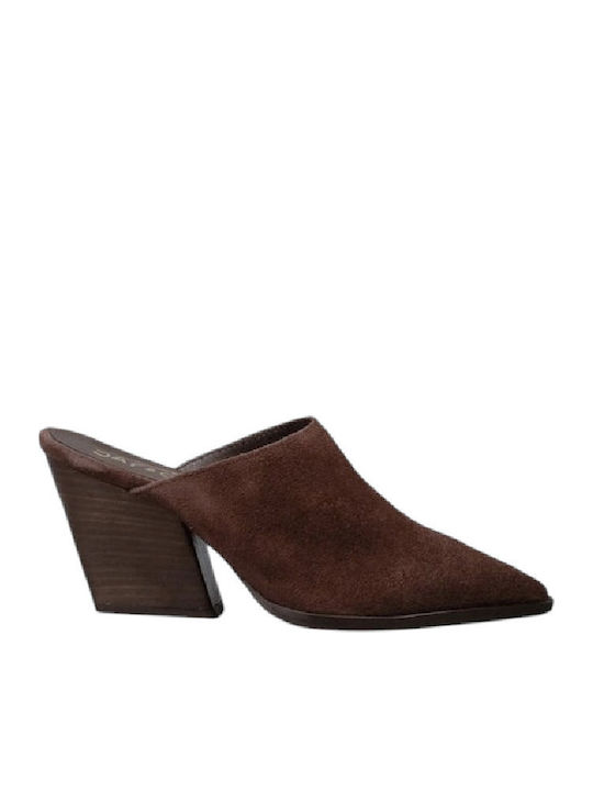 Mules with Heel in Brown Colour