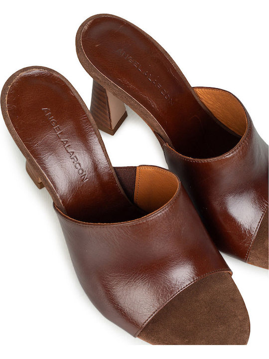 Mules With High Heel In Brown Colour