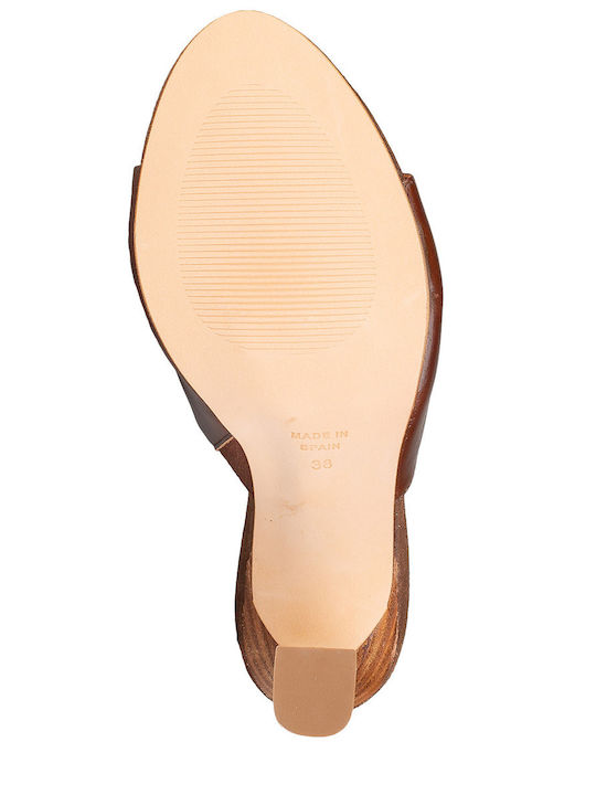 Mules With High Heel In Brown Colour