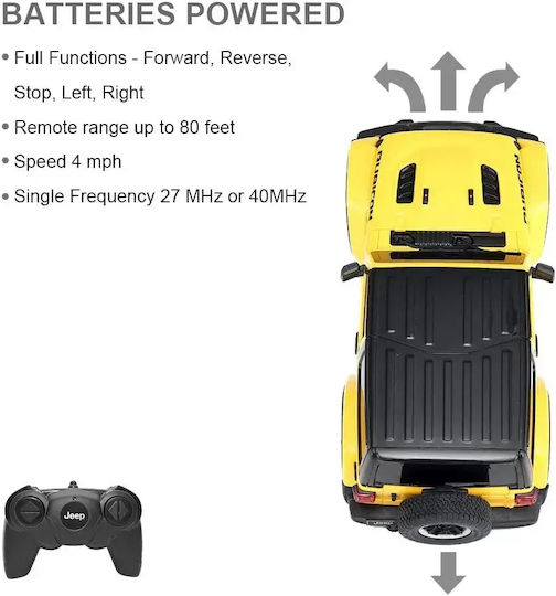 Rastar Wrangler Rubicon RC Car 2WD Yellow