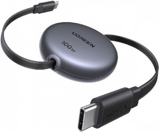 Ugreen Retractable USB 2.0 Cable USB-C male - USB-C 100W PD Μαύρο 1m 65905