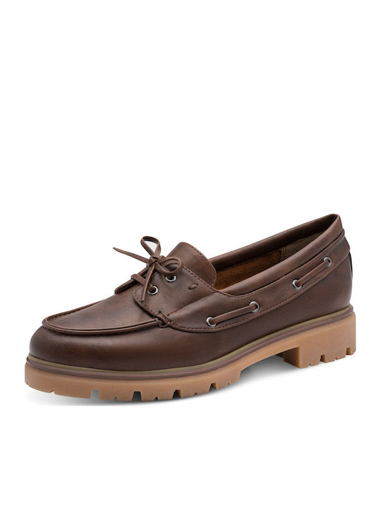 Δερμάτινα Γυναικεία Boat Shoes σε Καφέ Χρώμα