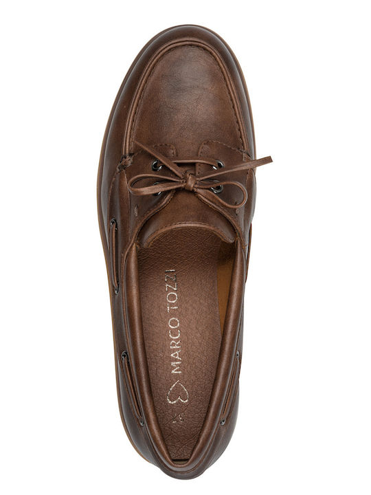 Δερμάτινα Γυναικεία Boat Shoes σε Καφέ Χρώμα
