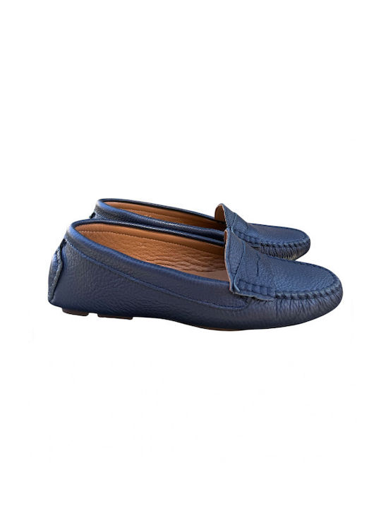 Leather Women's Moccasins In Blue Colour