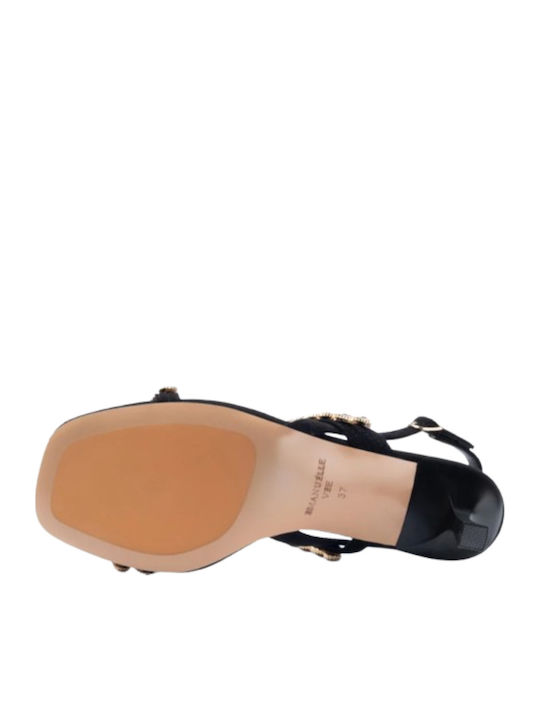 Damen Sandalen mit Strass Schwarze