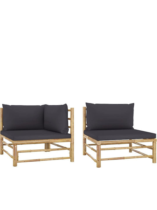 Outdoor Corner Bamboo Sofa With Cushions 70x70x60cm Outdoor Corner Bamboo Sofa With Cushions 70x70x60cm