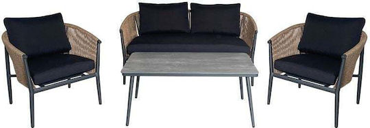 Outdoor Living Room Set Gasba 4 Pieces Anthracite with Pillows E6874,1