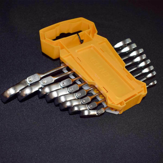 Ingco Set of Ratchet Polygon Wrenches with Sizes from 8mm to 19mm 8 Pieces