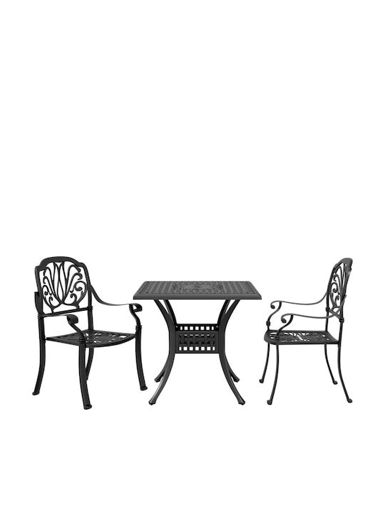 Garten- und Outdoor-Möbelsets für kleine Räume mit Sonnenschirmhalter Schwarz 3 Stück