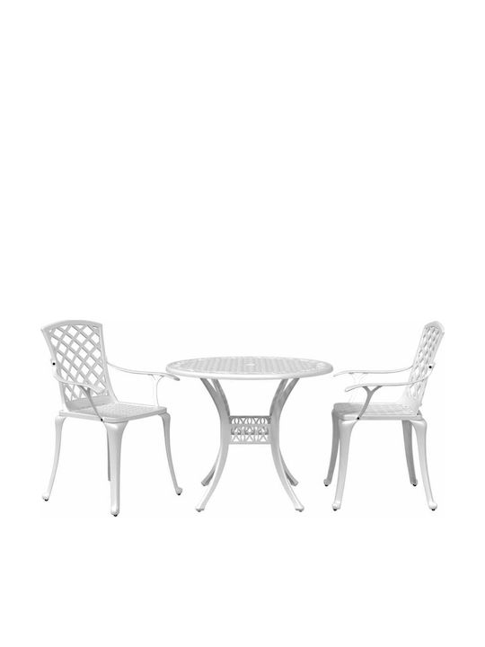 Garten- und Outdoor-Möbelsets 3 Stück Weiß mit Sonnenschirmhalter