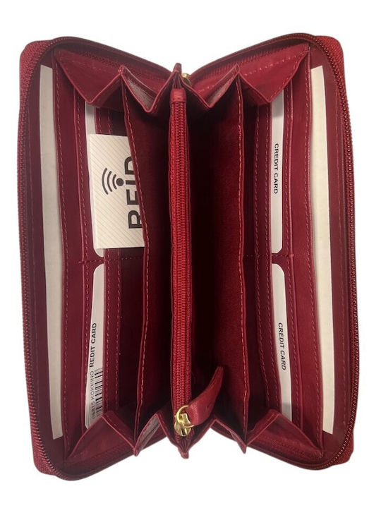 Leder Damenbrieftasche mit RFID Rot