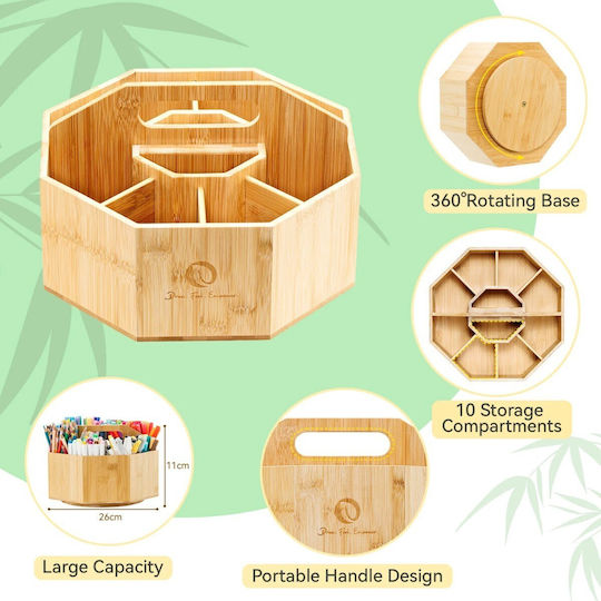 Ohuhu 360 Rotating Marker Organizer Bamboo Y30-80500-11