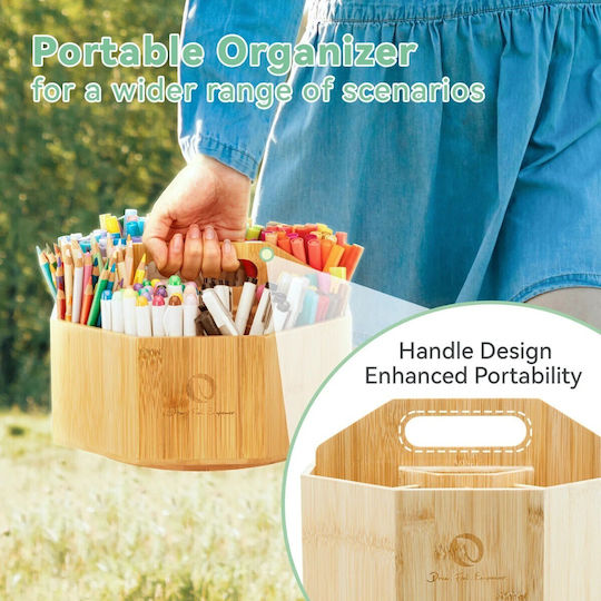 Ohuhu 360 Rotating Marker Organizer Bamboo Y30-80500-11