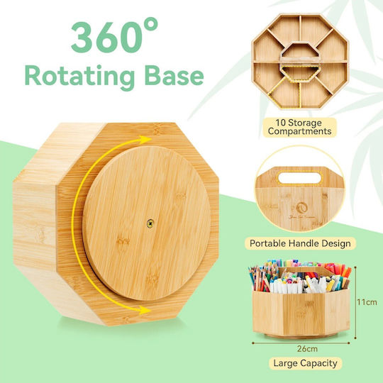 Ohuhu 360 Rotating Marker Organizer Bamboo Y30-80500-11