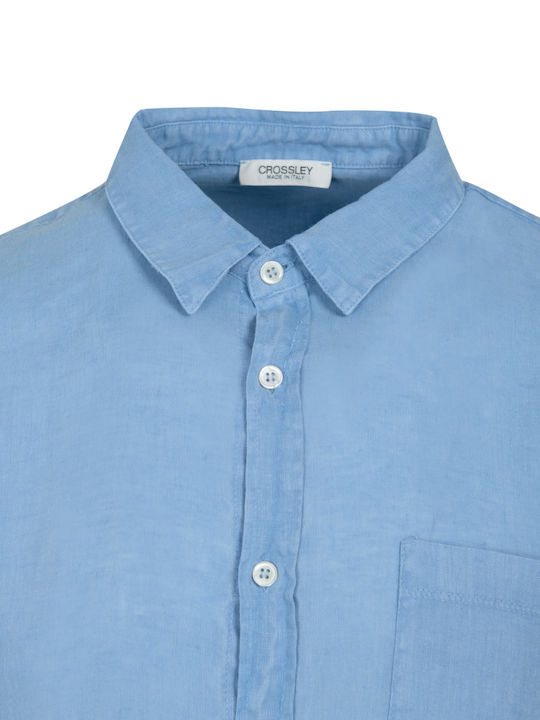 Long Sleeve Linen Shirt in Regular Fit Light Blue