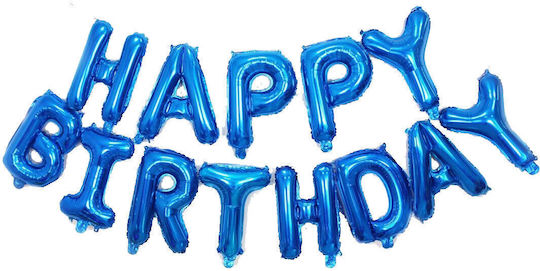 Set of 13 Balloons Foil Blue Letters 40cm
