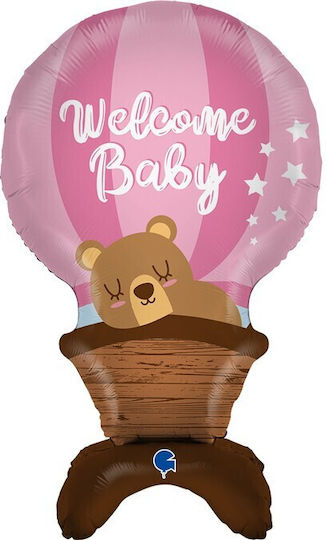 Baby Birth Balloons Hot Air Balloons Foil Jumbo Pink 97cm