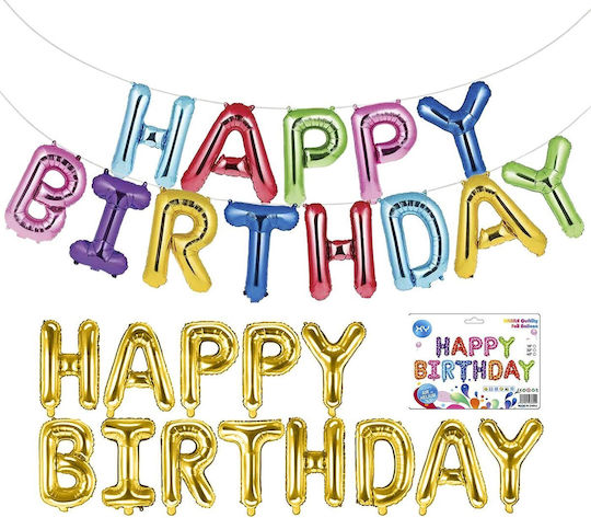 Set 13 Luftballons Folie Goldene Buchstaben 42cm
