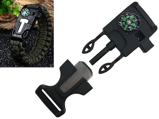 Überlebensset 5 1 Feuerstein Kompass Pfeife Messer Paracord Überleben Grün Kvd 090-14372_z
