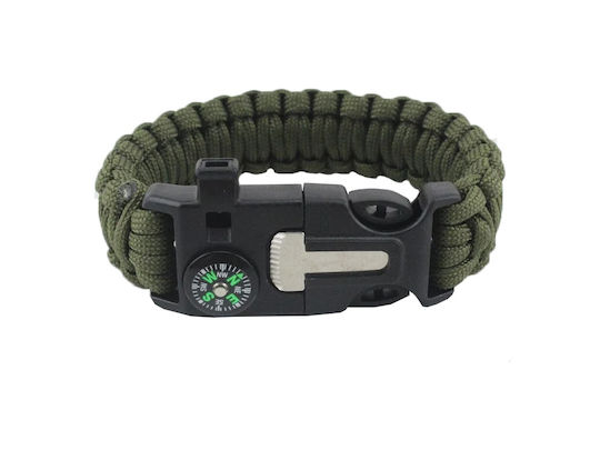 Überlebensset 5 1 Feuerstein Kompass Pfeife Messer Paracord Überleben Grün Kvd 090-14372_z