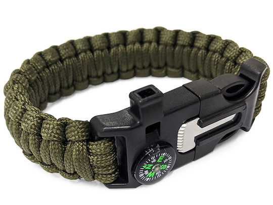Überlebensset 5 1 Feuerstein Kompass Pfeife Messer Paracord Überleben Grün Kvd 090-14372_z