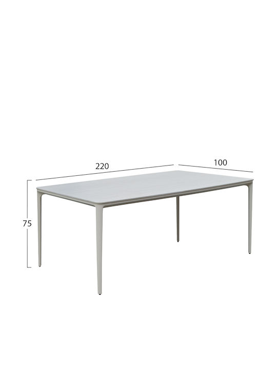 Masă De Dining Sinterizată Cu Suprafață Din Piatră Bej 220x100x75cm