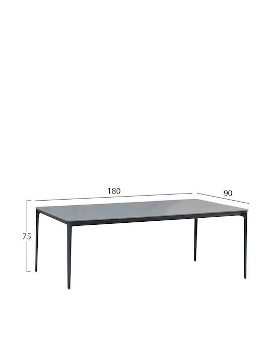 Sintered Маса За Трапезария От Алуминий Сива 180x90x75см