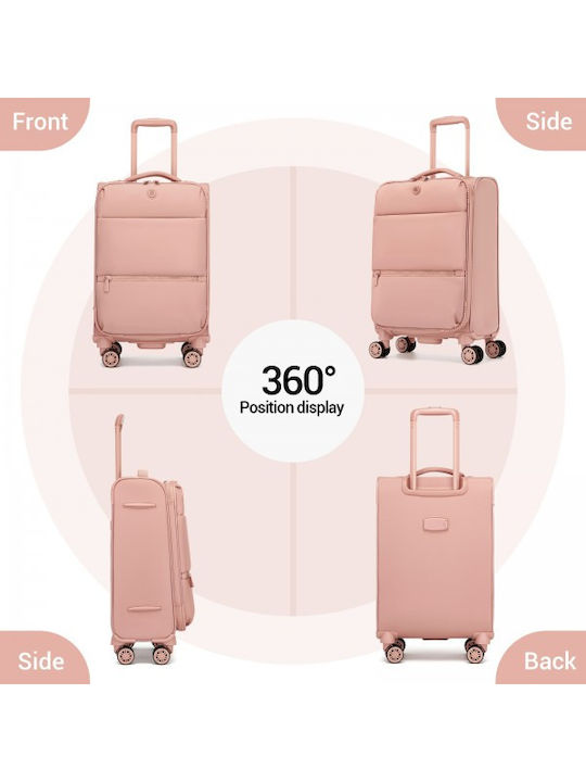 Miss Lulu Fabric Pink Travel Suitcase with 4 Wheels