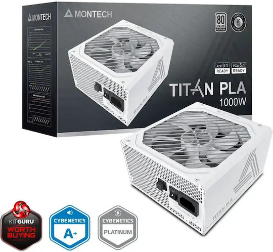 Montech Titan PLA 1000W 1000W Μαύρο Τροφοδοτικό Υπολογιστή Full Modular 80 Plus Platinum