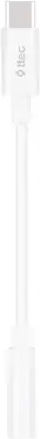 TTEC Regular USB 2.0 Cablu USB-C bărbătesc - 3,5 mm male Alb 0.11m