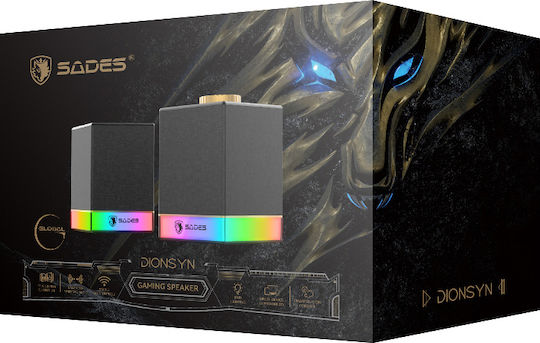 Sades Dionsyn Безжични Компютърни Говорители 2.0 с RGB Осветление и Bluetooth Мощност 5W Черни