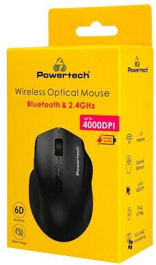 Powertech PT-1578 Ασύρματο Εργονομικό Bluetooth Ποντίκι Μαύρο