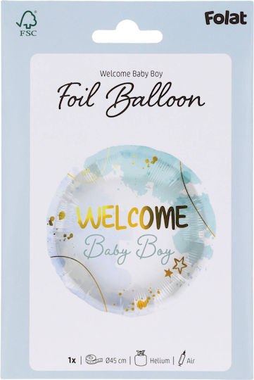 Μπαλόνι Γέννησης Μωρού Foil Μπλε 18″ Welcome 45εκ.