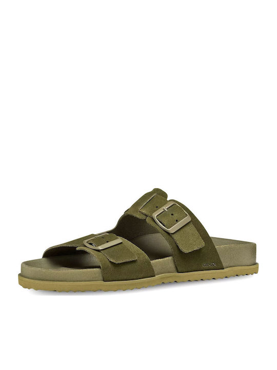 Leather Men's Sandals in Green Colour