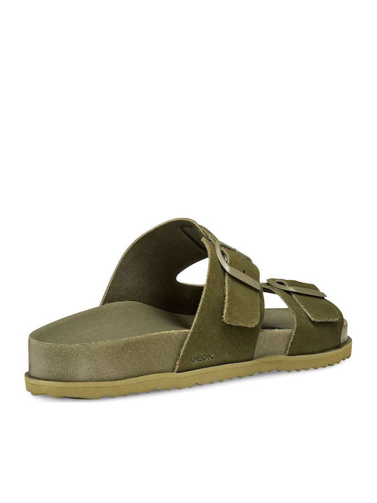 Leather Men's Sandals in Green Colour